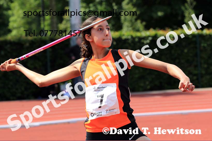 Girls Under-15s Javelin, 2022 Northern Inter Counties U17s and U15s Track and Field, York, Thursday, June 2nd. Photo: David T. Hewitson/Sports for All Pics